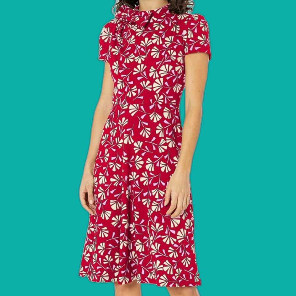 NWT London Times Dresses Polished Crepe Tie Neck A-Line Dress Size 20W